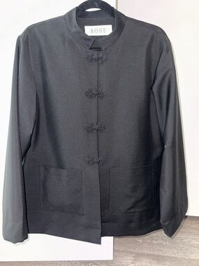 RÖHE Black Mandarin Collar Blazer Jacket